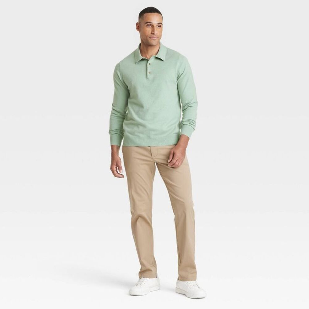 Goodfellow & Co - Men's Polo Collared Pullover Sweater - Goodfellow Sage - Picture 3 of 3